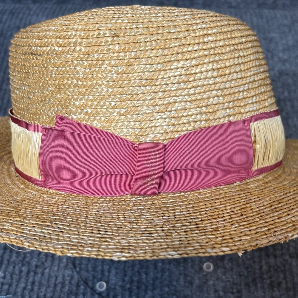 Borsalino Made in Italy Straw Fedora Hat Large Raffia Wide Brim Designer Womens - Picture 3 of 10